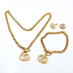Stainless steel jewelry Necklace Earrings Bracelet set Wholesale
