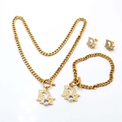 Stainless steel jewelry Necklace Earrings Bracelet set Wholesale