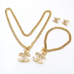 Stainless steel jewelry Necklace Earrings Bracelet set Wholesale