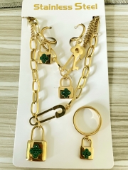 Stainless steel jewelry Necklace Earrings Ring bracelet set Wholesale