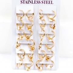 Stainless steel jewelry women earrings 12 pairs wholesale