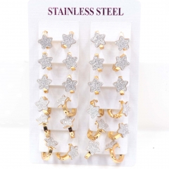 Stainless steel jewelry women earrings 12 pairs wholesale