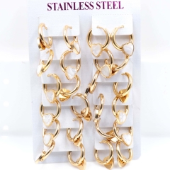 Stainless steel jewelry women earrings 12 pairs wholesale