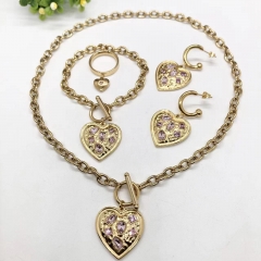 Stainless steel jewelry Necklace Earrings Ring bracelet set Wholesale