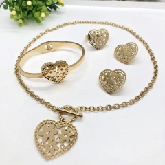 Stainless steel jewelry Necklace Earrings Ring bracelet set Wholesale