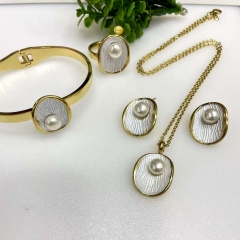 Stainless steel jewelry Necklace Earrings Ring bracelet set Wholesale
