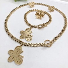 Stainless steel jewelry Necklace Earrings Ring bracelet set Wholesale