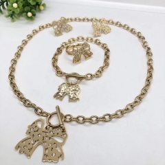 Stainless steel jewelry Necklace Earrings Ring bracelet set Wholesale