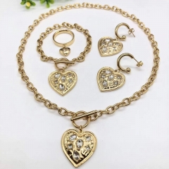 Stainless steel jewelry Necklace Earrings Ring bracelet set Wholesale
