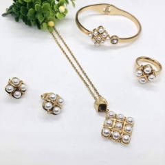 Stainless steel jewelry Necklace Earrings Ring bracelet set Wholesale