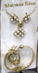 Stainless steel jewelry Necklace Earrings Ring bracelet set Wholesale