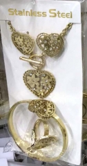 Stainless steel jewelry Necklace Earrings Ring bracelet set Wholesale