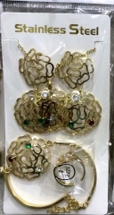 Stainless steel jewelry Necklace Earrings Ring bracelet set Wholesale