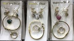 Stainless steel jewelry Necklace Earrings Ring bracelet set Wholesale