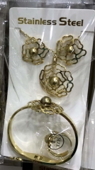 Stainless steel jewelry Necklace Earrings Ring bracelet set Wholesale