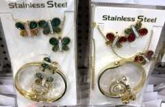 Stainless steel jewelry Necklace Earrings Ring bracelet set Wholesale