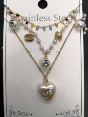 Stainless steel jewelry Necklace Eerrings  set Wholesale