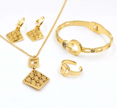 Stainless steel jewelry Necklace Earrings Ring bracelet set Wholesale