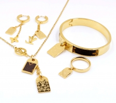 Stainless steel jewelry Necklace Earrings Ring bracelet set Wholesale