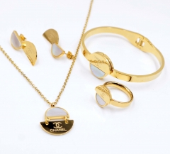Stainless steel jewelry Necklace Earrings Ring bracelet set Wholesale