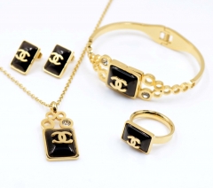 Stainless steel jewelry Necklace Earrings Ring bracelet set Wholesale