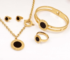 Stainless steel jewelry Necklace Earrings Ring bracelet set Wholesale