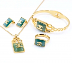 Stainless steel jewelry Necklace Earrings Ring bracelet set Wholesale