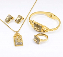 Stainless steel jewelry Necklace Earrings Ring bracelet set Wholesale