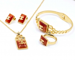 Stainless steel jewelry Necklace Earrings Ring bracelet set Wholesale