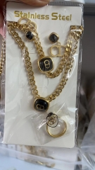 Stainless steel jewelry Necklace Earrings Ring bracelet set Wholesale