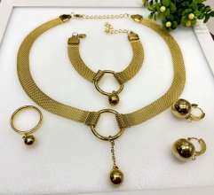 Stainless steel jewelry Necklace Earrings Ring bracelet set Wholesale