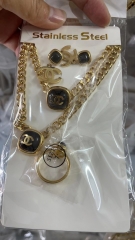 Stainless steel jewelry Necklace Earrings Ring bracelet set Wholesale