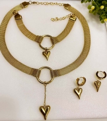 Stainless steel jewelry Necklace Earrings Ring bracelet set Wholesale