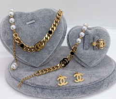 Stainless steel jewelry Necklace Earrings Ring bracelet set Wholesale