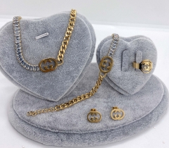 Stainless steel jewelry Necklace Earrings Ring bracelet set Wholesale