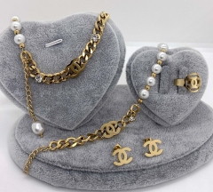 Stainless steel jewelry Necklace Earrings Ring bracelet set Wholesale