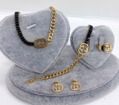Stainless steel jewelry Necklace Earrings Ring bracelet set Wholesale