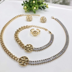 Stainless steel jewelry Necklace Earrings Ring bracelet set Wholesale