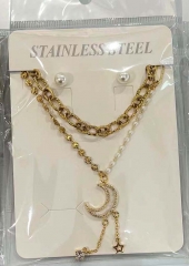 Stainless steel copper jewelry Necklace Earrings set Wholesale