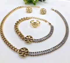 Stainless steel jewelry Necklace Earrings Ring bracelet set Wholesale