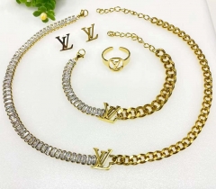 Stainless steel jewelry Necklace Earrings Ring bracelet set Wholesale