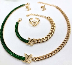 Stainless steel jewelry Necklace Earrings Ring bracelet set Wholesale