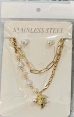 Stainless steel copper jewelry Necklace Earrings set Wholesale