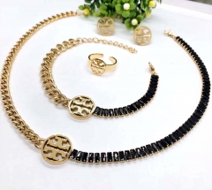 Stainless steel jewelry Necklace Earrings Ring bracelet set Wholesale