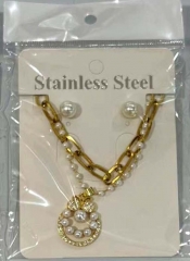 Stainless steel copper jewelry Necklace Earrings set Wholesale