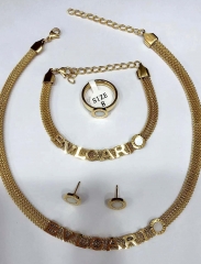 Stainless steel jewelry Necklace Earrings Ring bracelet set Wholesale
