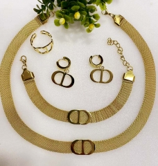 Stainless steel jewelry Necklace Earrings Ring bracelet set Wholesale