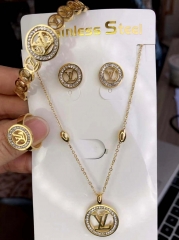 Stainless steel jewelry Necklace Earrings Ring bracelet set Wholesale