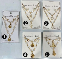 Stainless steel copper jewelry Necklace Earrings set Wholesale