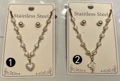Stainless steel copper jewelry Necklace Earrings set Wholesale
